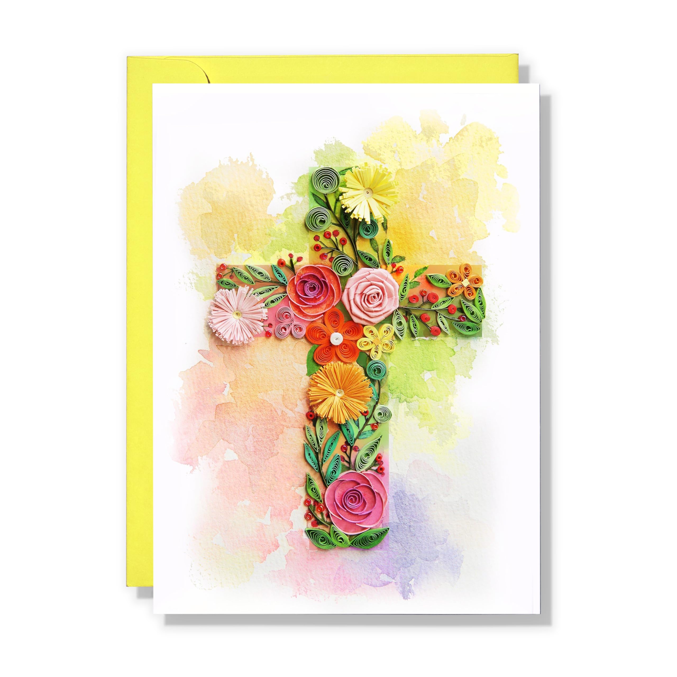 TUMYBee Colorful First Communion Card, Baptism, Sympathy, Thank You, for Girl, Boy, Granddaughter, Grandson (Cross)