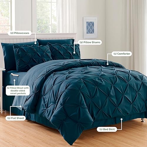 Miniatura 4 de Set de sábanas cama en bolsa de 8 piezas, el mejor lujo, más suave, más acogedor. Comodidad con elegancia, edredón suave, sedoso, sin arrugas el set