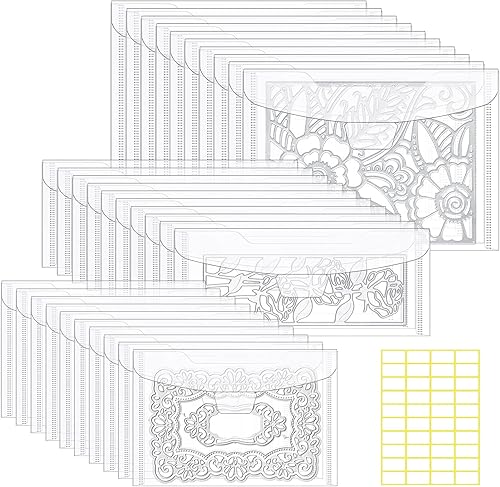 Miniatura 9 de KELIFANG 30 bolsas de almacenamiento transparentes para sellos y troqueles, 7 x 5 pulgadas, bolsillos troquelados para hacer tarjetas de bricolaje,