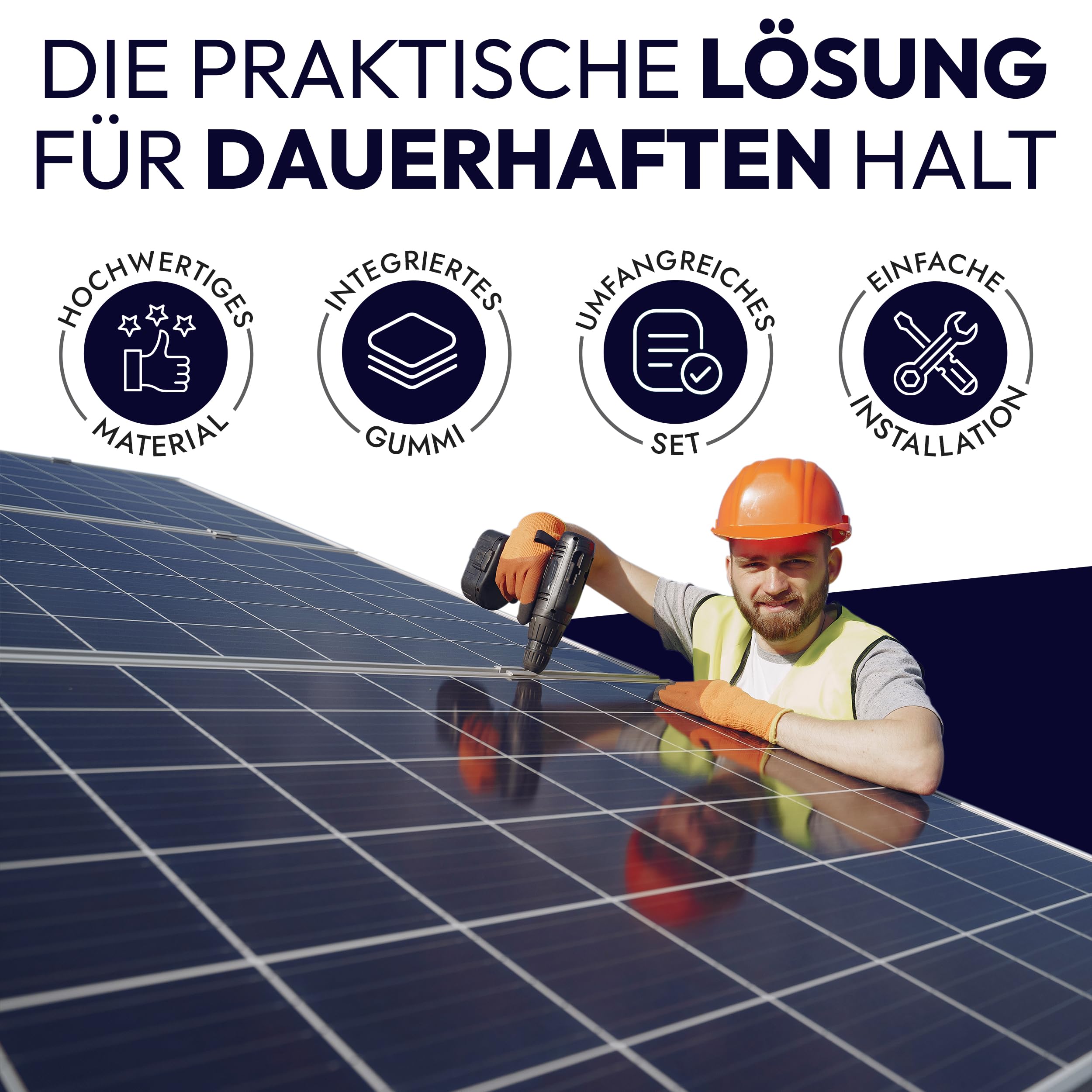 AMSID Solarpanel Halterung Solarpanel Balkonkraftwerk Montageschiene 12cm, PV Halterung verstellbar schwarz Klemme 30-35mm, Befestigungsset 2 Module geeignet für Flachdach Trapezdach.