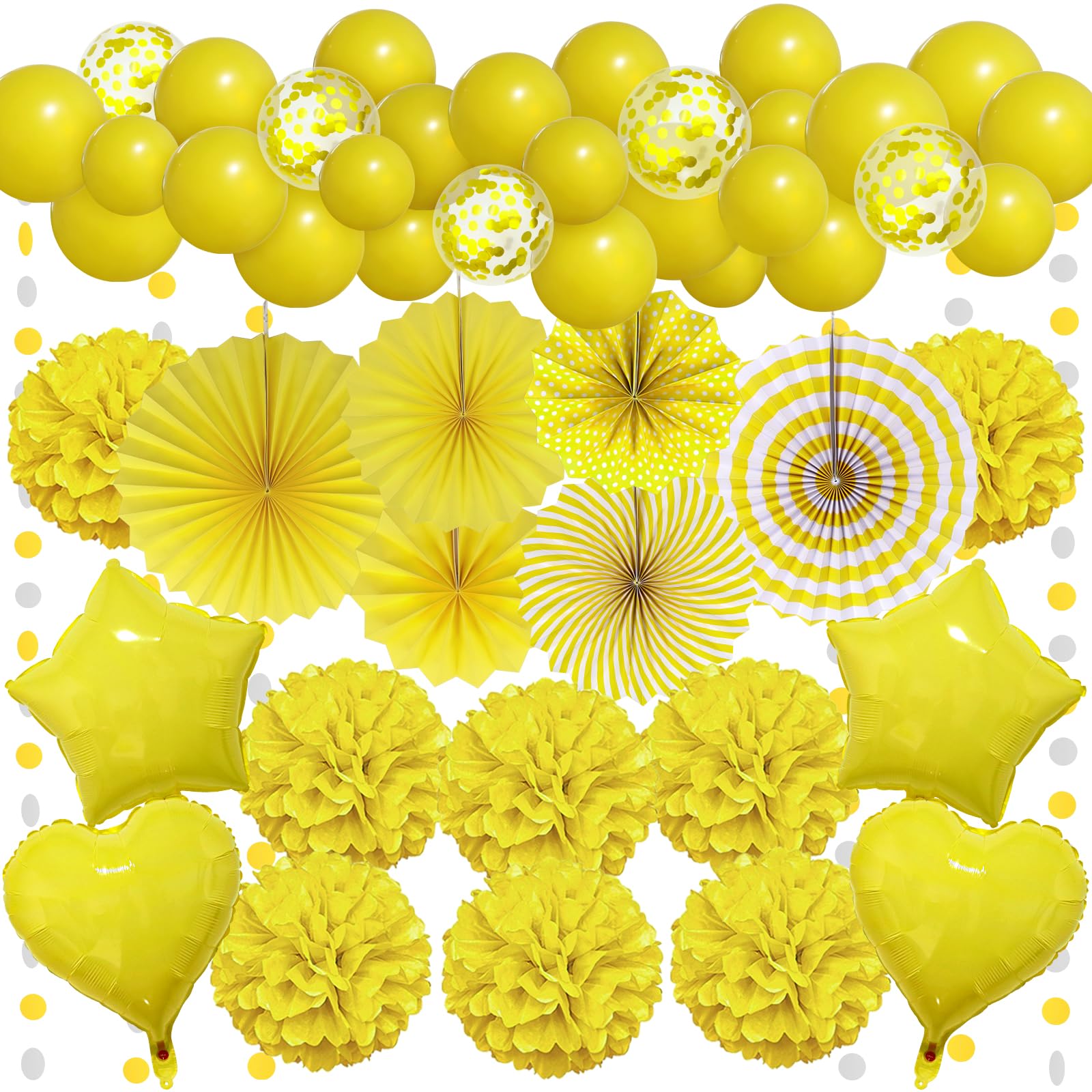 Yellow Party Decorations - Paper Pompom Balloon Garland Supplies for Women Girl Lemon Daisy Birthday Wedding Bridal Baby Shower