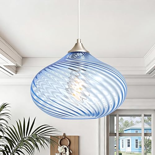 Miniatura 13 de Luces colgantes de cristal para isla de cocina, accesorios de iluminación colgantes de latón dorado, moderna lámpara de techo colgante con pantalla