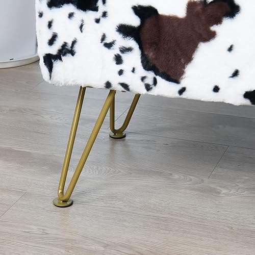 Miniatura 3 de Banco otomano rectangular largo de vaca de piel sintética para entrada, reposapiés suave y peludo, 46 x 16 x 17 pulgadas, banco de asiento