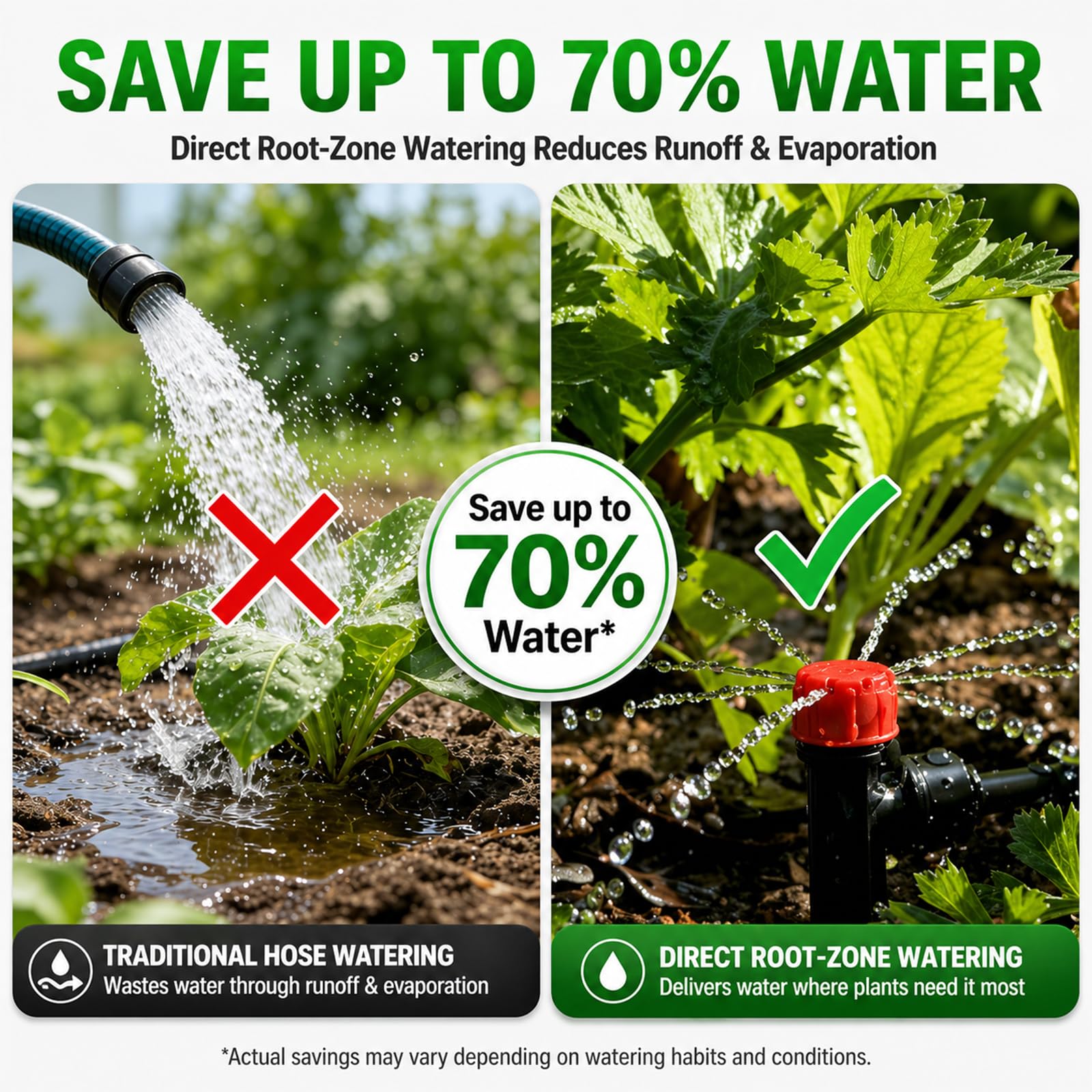 DANGZW Kit di irrigazione a goccia da 100 m, sistema di irrigazione automatica da giardino con tubi da 1,27 m e 60 m da 6,3 cm, spruzzatori regolabili per aiuole rialzate, prato, serra