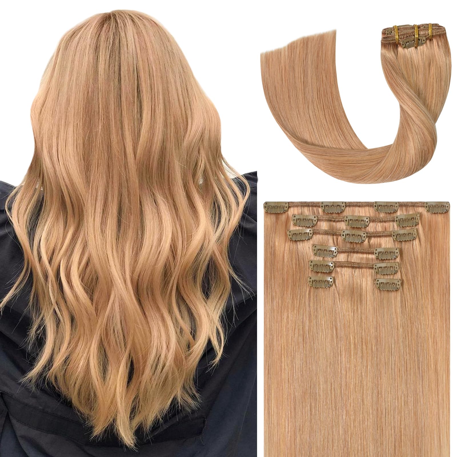 WindTouch Clip in Hair Extensions Human Hair, 15 Inch 75g #4 Medium Brown Hair Extensions for Women Real Human Hair Clip in, Remy Human Hair Extensions Clip ins, Soft Natural Straight — view 28