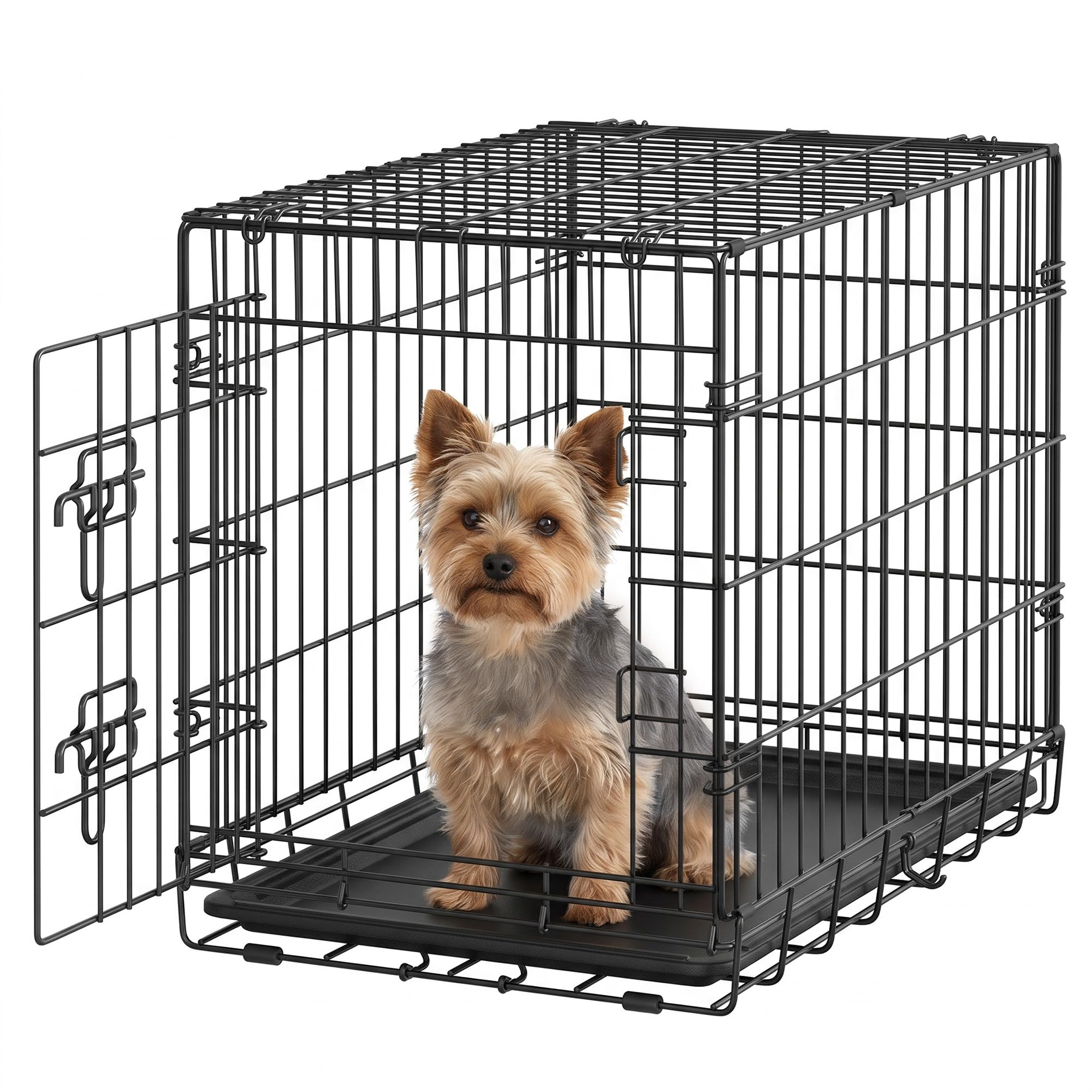 Feandrea Gabbia per Cani, 1 Porta, Pieghevole, 76,5 x 48,6 x 54,4 cm | Box Cani per Interno in Metallo con Vassoio, Montaggio Senza Attrezzi, Nero Inchiostro, Collezione Dack, PPD011BH01