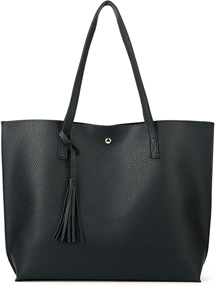 Nodykka Women Tote Bags Top Handle Satchel Handbags PU Faux Leather Tote Bag with Tassel Shoulder Purse