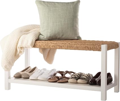 Alaterre Newport Solid Wood Entryway Bench with Shoe Storage, White
