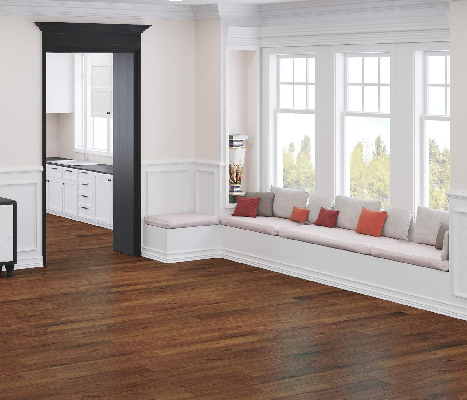 East West Furniture SP-5HH03 Sango Premier Engineered Wood Flooring - European Oak - 1/2 in x 7 in x Random Length Handscraped, 26.24 sqft/box, Autumn Brown
