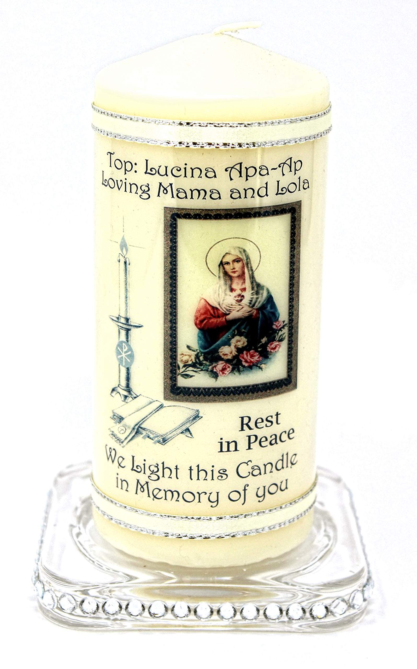 Cellini Candles Light Memorial Mass Candle Catholic Personalised For Funeral Large 6" Inch 15Cm