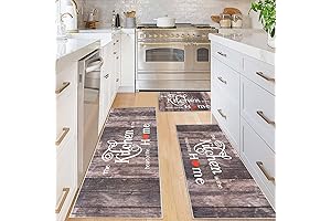 Ileading Farmhouse Kitchen Rug Sets 3 Piece with Runner - Washable Anti-Skid...