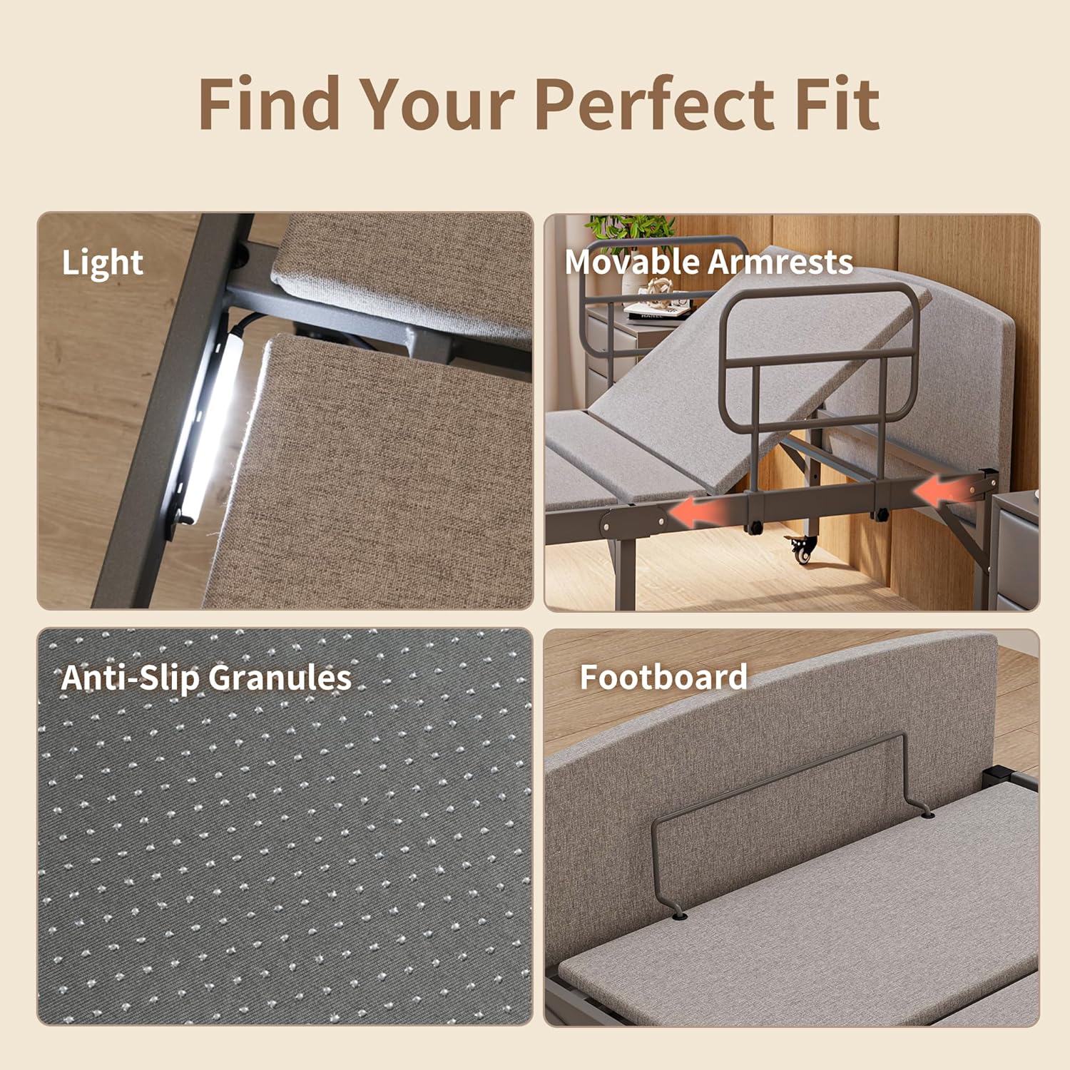 EasyRest Adjustable Hospital Bed for Home Use with Zero Gravity Mode, Safety Guard Rails, 6 Locking Casters, Sturdy Steel Frame 750 LBS Capacity, Easy Install Elderly Care Bed