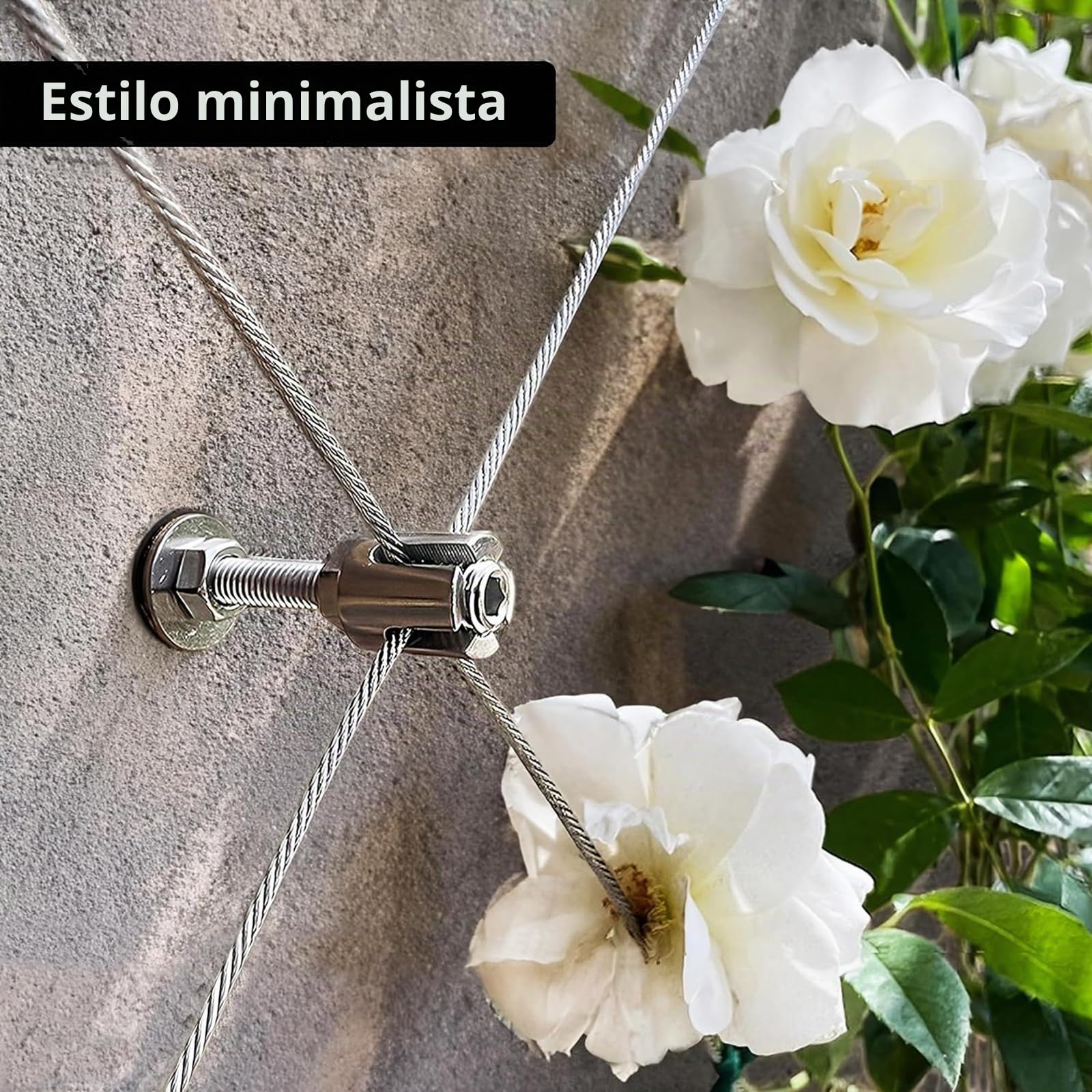 Enrejado de Acero Inoxidable para Plantas trepadoras, Kit de Enrejado de Alambre de Acero Inoxidable, con Soportes de Pared y Cable de Acero de 3 mm (16 Soportes, 24 m de Cuerda)