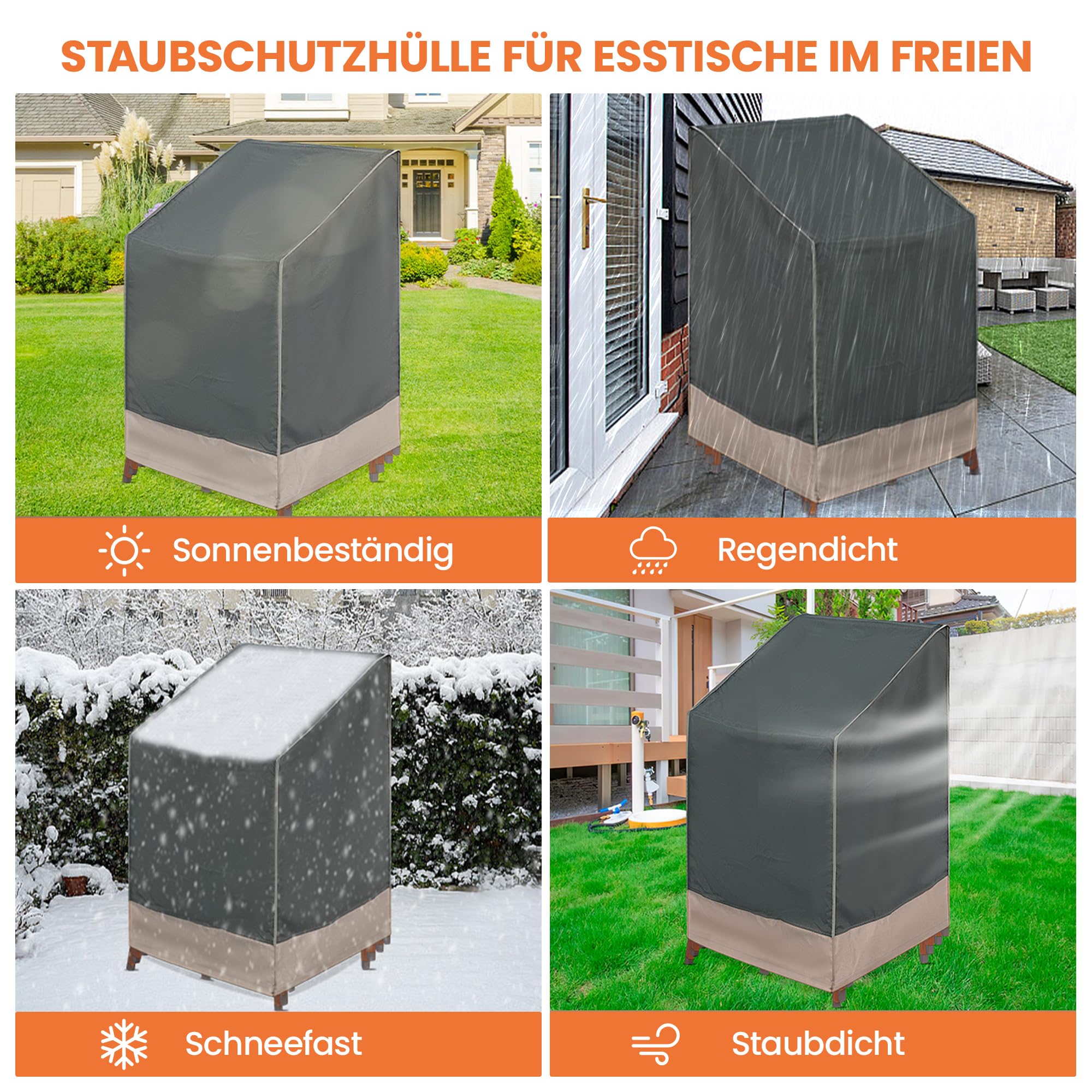Abdeckung Gartenstühle Wasserdicht 420D Oxford Gewebe, Winterfest, UV-Beständiges Schutzhülle für Stapelstühle mit Aufbewahrungstasche,Abdeckung für Gartenstühle(75x78x65/110cm)