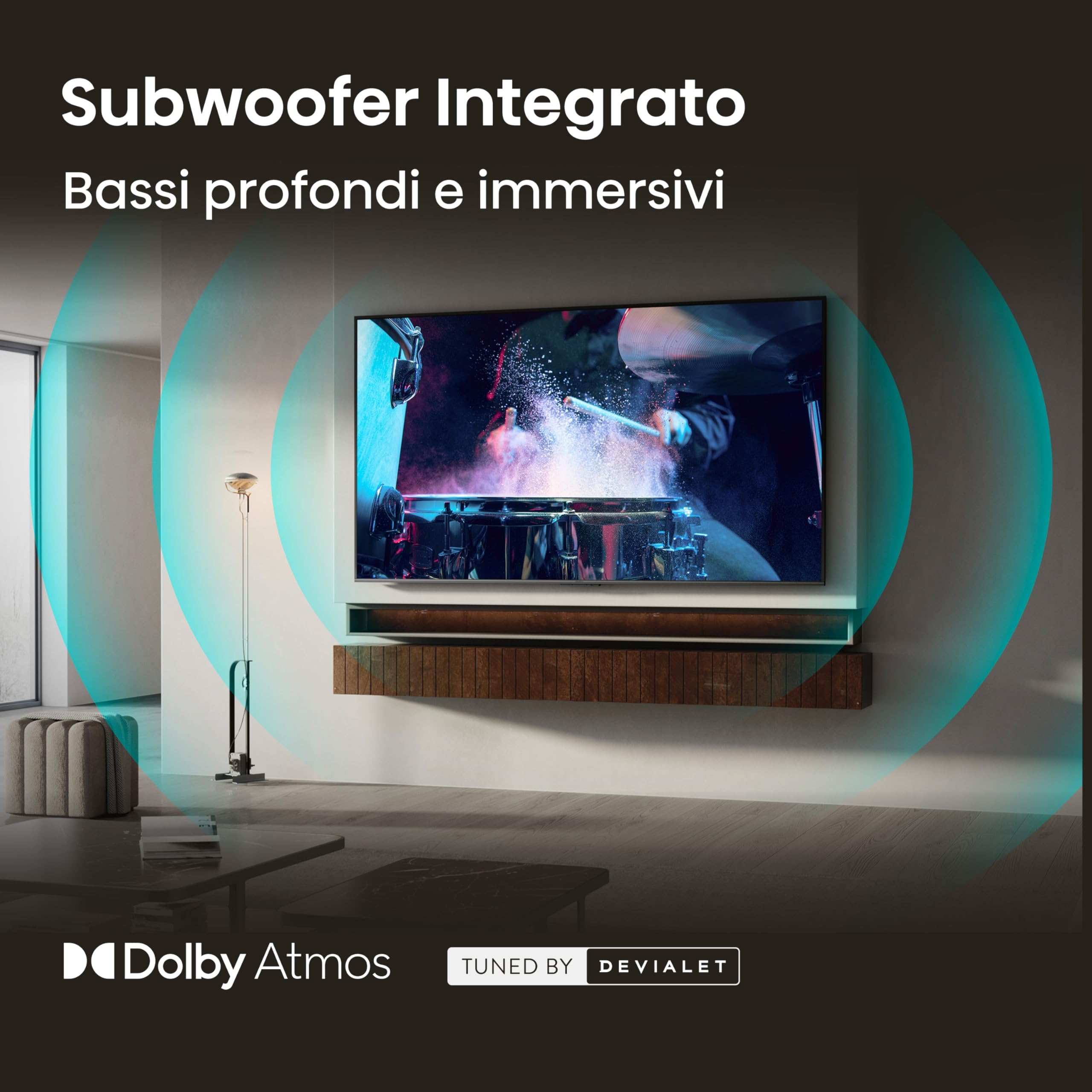 Hisense Smart TV MiniLED 55" 4K TV 55U7SE | Dolby Atmos 2.1 By Devialet, Dolby Vision IQ, HDR10+, VIDAA OS, Alexa, lativù 4K, Wifi, BT, Airplay2, 2026 Model