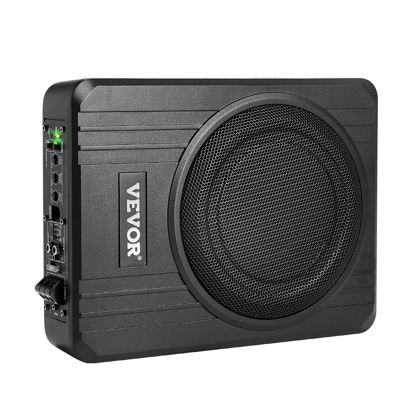 VEVOR Subwoofer per Auto Sotto Sedile, Subwoofer Auto Sottile Sistema Audio a Basso Profilo, Audio con Amplificatore integrato, Ingresso Livello Alto Basso Regolatore del Volume 203 mm e 400W