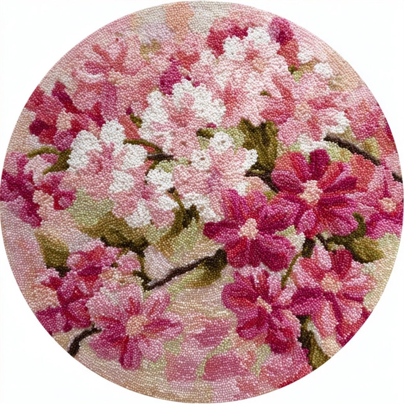 Kitquiver Rug Making Kit for Adults Pink Flowers 60x60cm