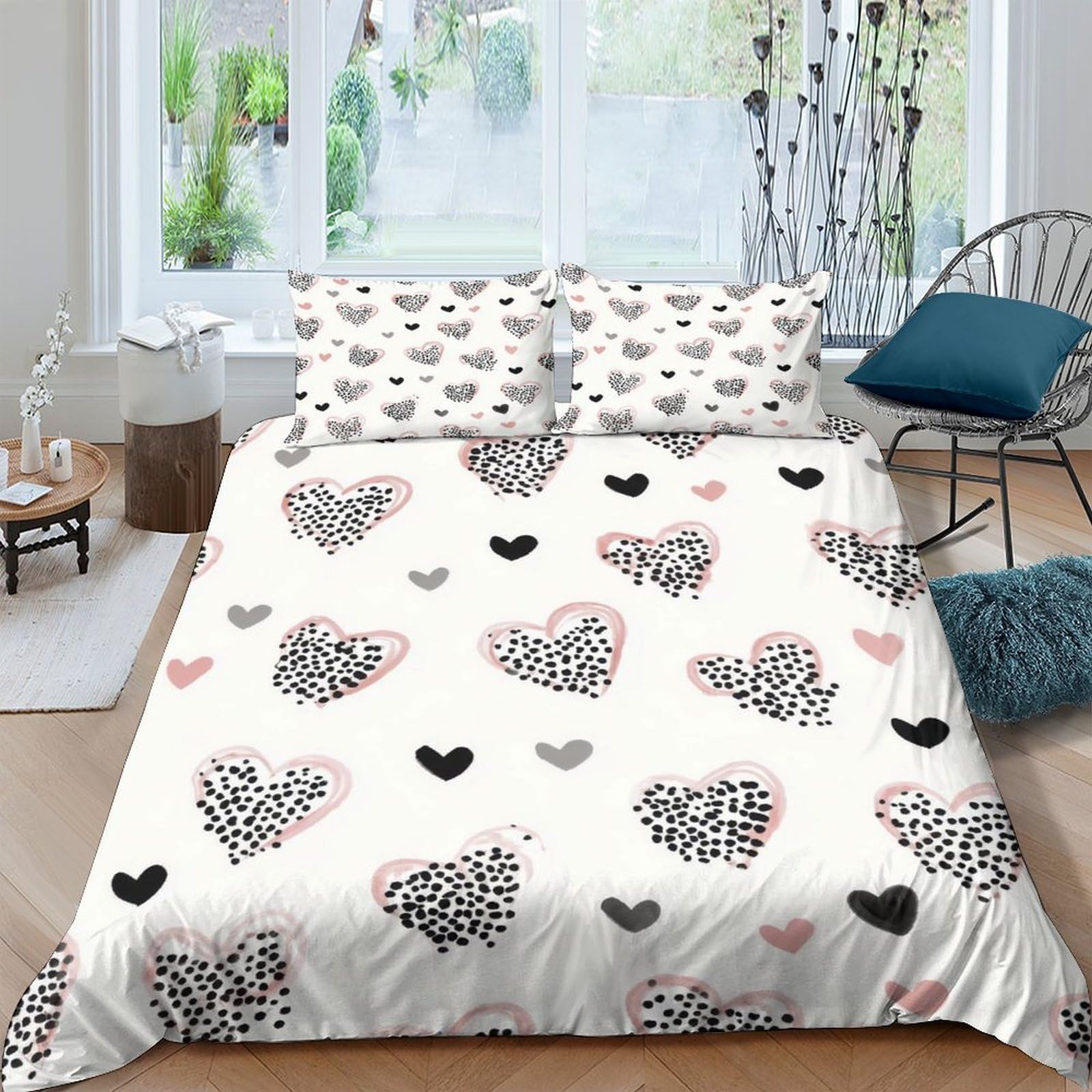 Ctjqhvkz Style-10 3D Printed Leopard Heart Fitted Sheet Microfiber Anti-Slip Black Pink Heart Mattress Cover For Bedroom Guest Room Decor Single（135X200cm）