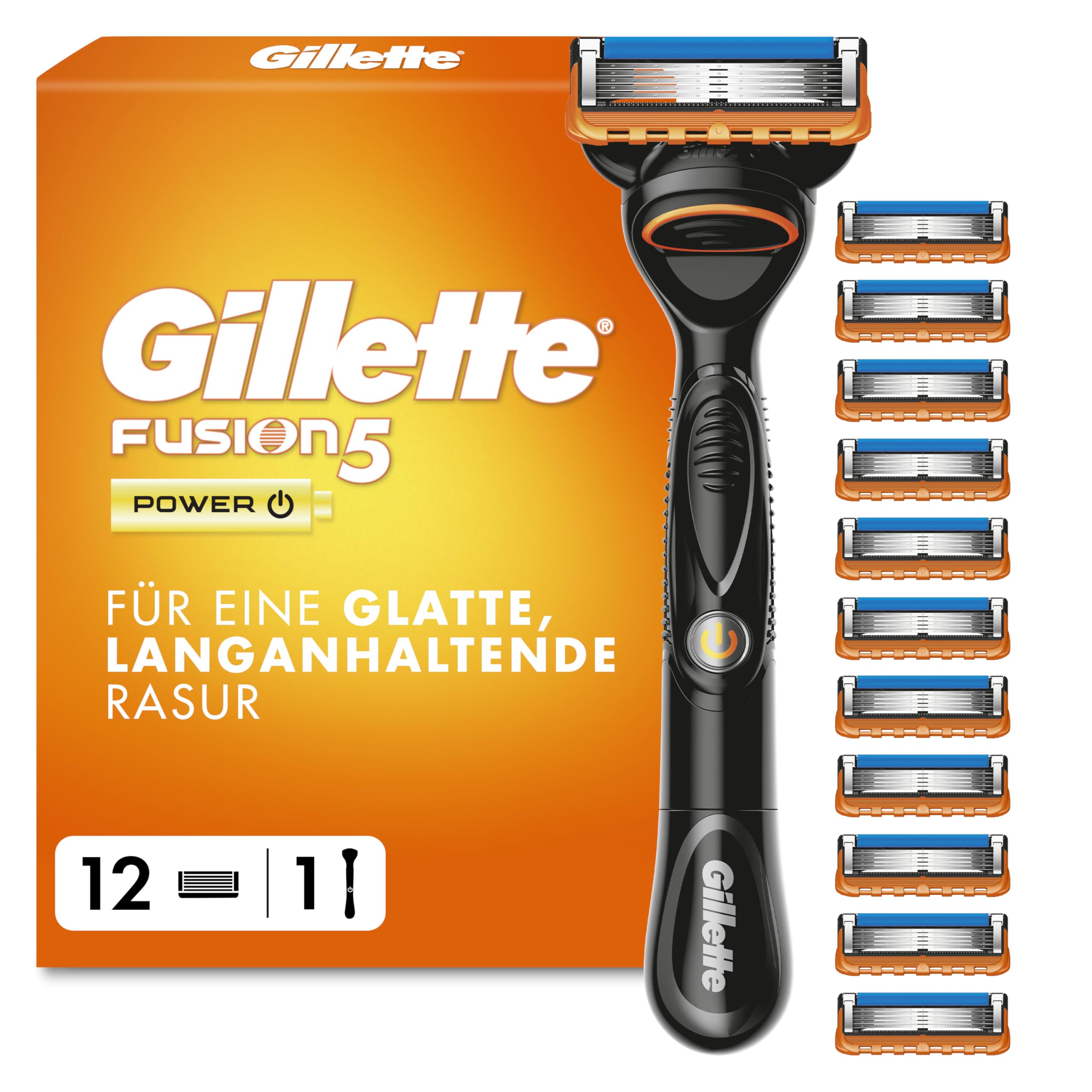 Gillette Fusion5 Power Rasierer-Set für Männer – 1 Rasierer + 12 Ersatzklingen