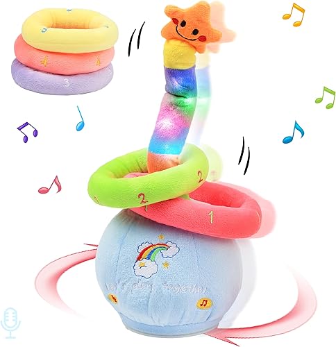 Hopearl Catch Me Ring Toss - Juguete musical de baile con 5 anillos iluminados, repite lo que dijiste persiguiendo juego de lanzamiento para