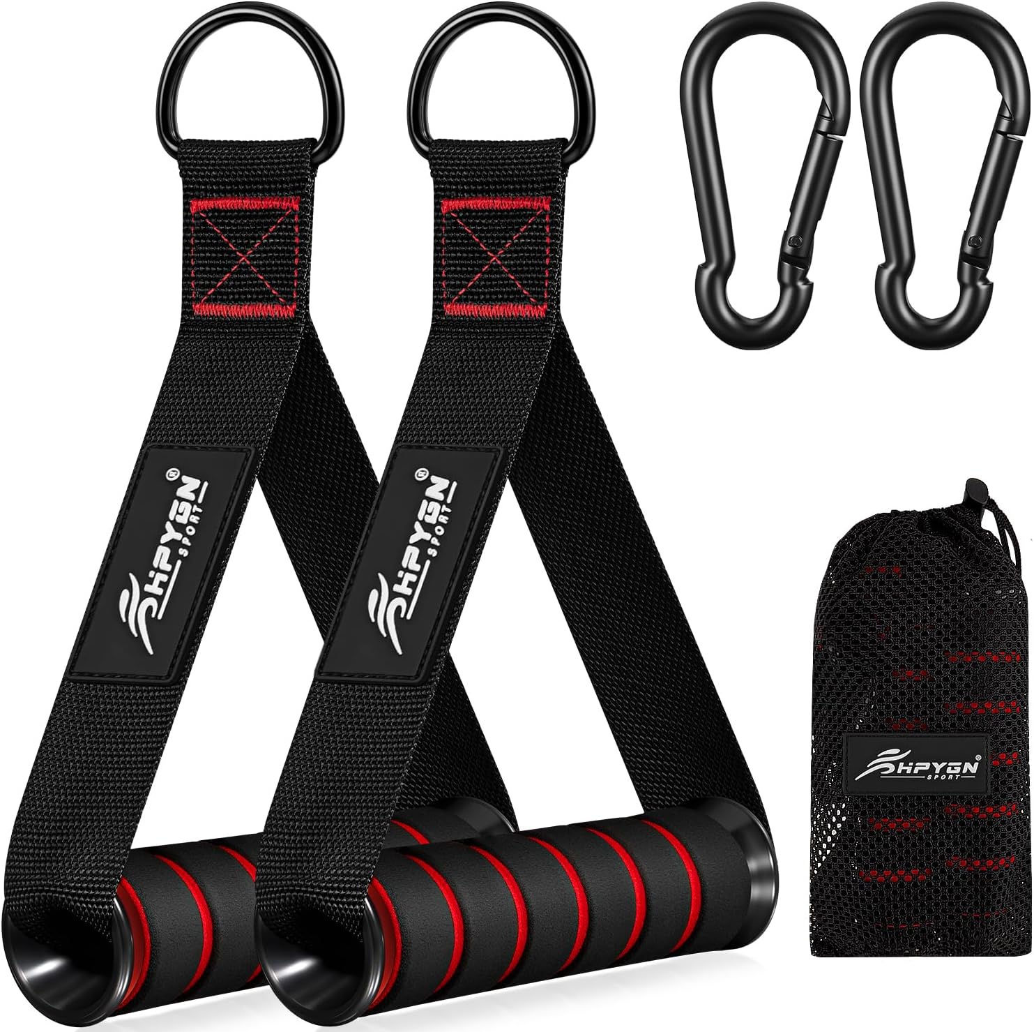 HPYGN Resistance Bands Handle, Gym Handles For Fitness Workout Bands, Pilates, Yoga, Crossover Tricep Exercise, Strength Trainer, Gym Cable Attachments with 2 Heavy Duty Carabiner Hooks