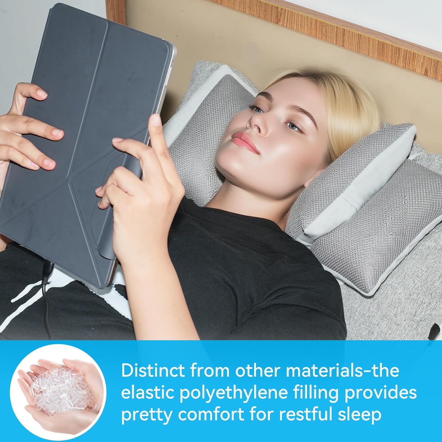 Wheelchair Pillow, Cotton mesh Fabric, Breathable, Removable, Head Holder, Resistant to Subsidence Material, for Cosmetic Surgery, Facial Surgery (Grey)