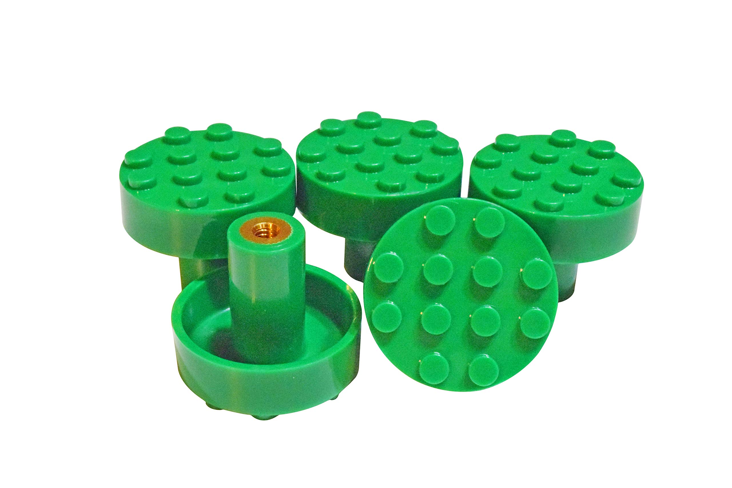 Set of 5 Build-On Brick Knobs (Green)