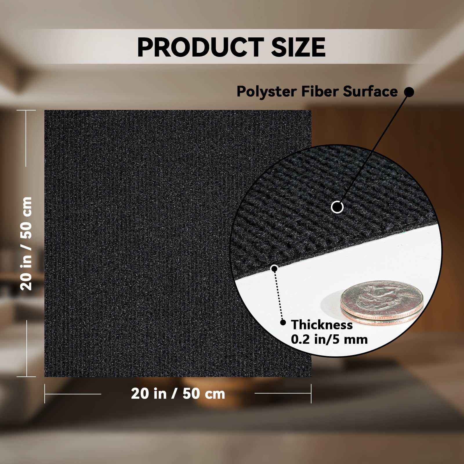 CUCOS Moqueta para Suelo Autoadhesiva – Baldosas de Moqueta de 50 x 50 cm, Alfombra Suave y Acolchada para Dormitorio, Oficina o Pasillo, 20 Baldosas por Caja