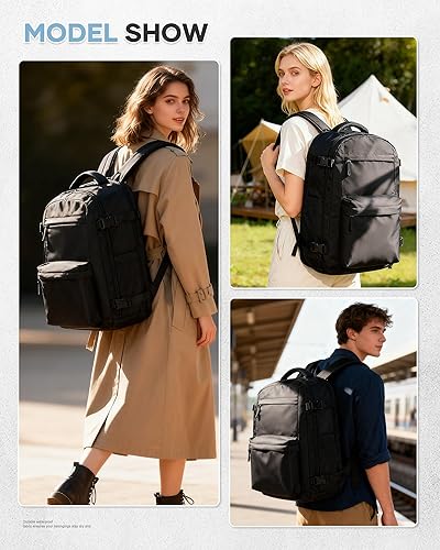 Miniatura 8 de WONHOX Mochila de viaje para mujeres y hombres, mochila para laptop con compartimento para zapatos, mochila impermeable para senderismo