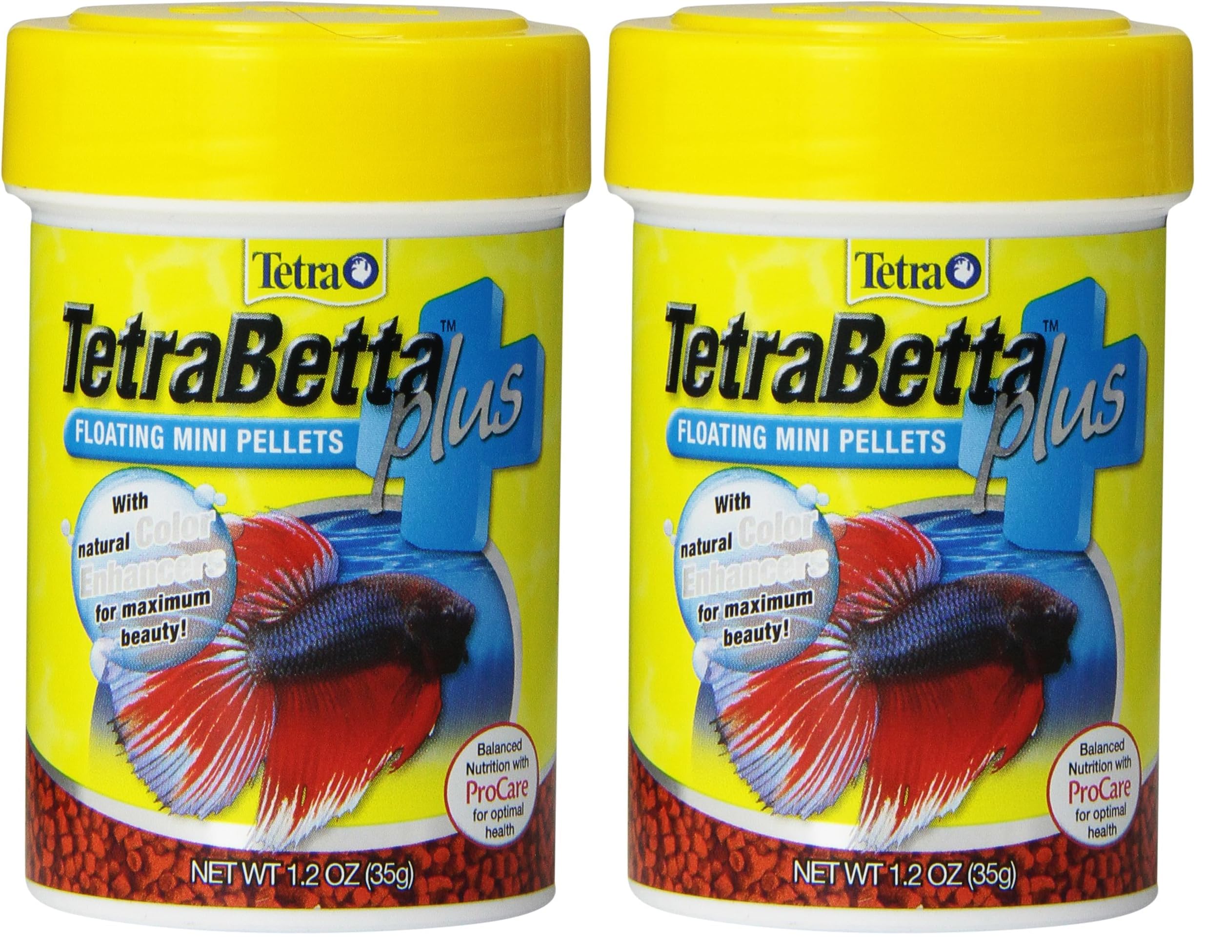 TetraBetta Plus Floating Mini Pellets, Fish Food with Natural Color Enhancer, 1.2 Ounces (Pack of 2)