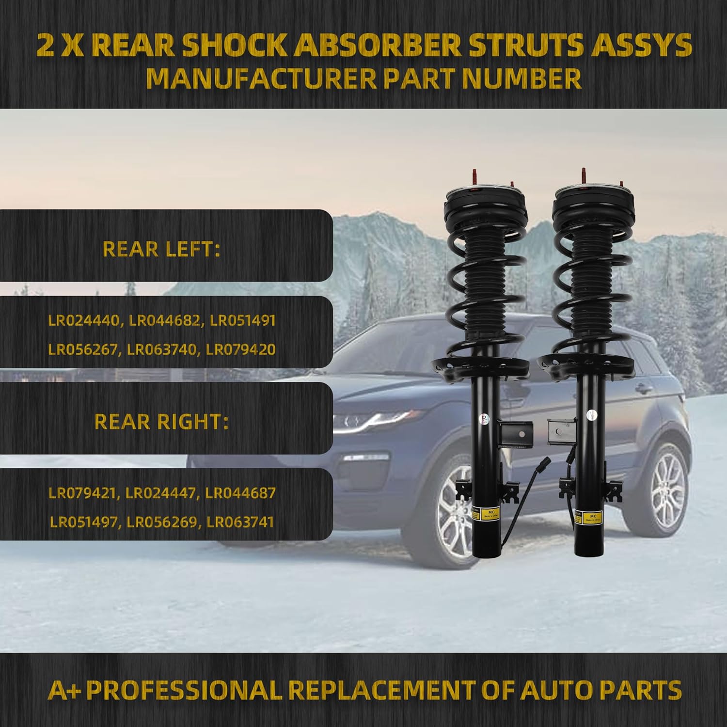 Dasbecan Rear Shock Absorber Struts Assembly w/Magnetic Damping Compatible with 2012-2019 Range Rover Evoque Replace# LR024440 LR044682 LR079421 LR024447