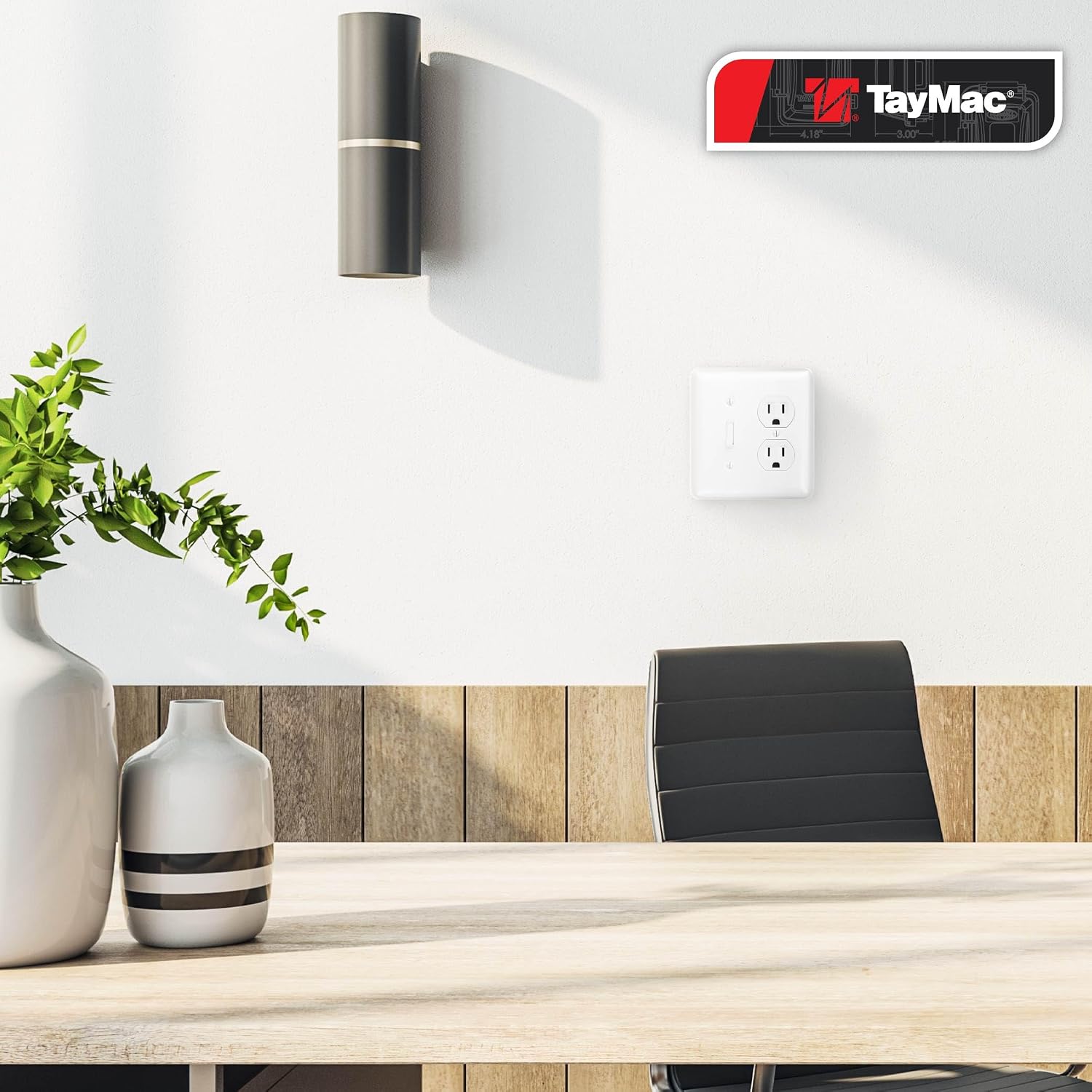 TayMac WRW-TD 2-Gang White Smooth Metal Maxi Toggle/Duplex Wall Plate, Outlet Cover Wall Plate with Screws, Light Switch Cover Plate for 2 Devices