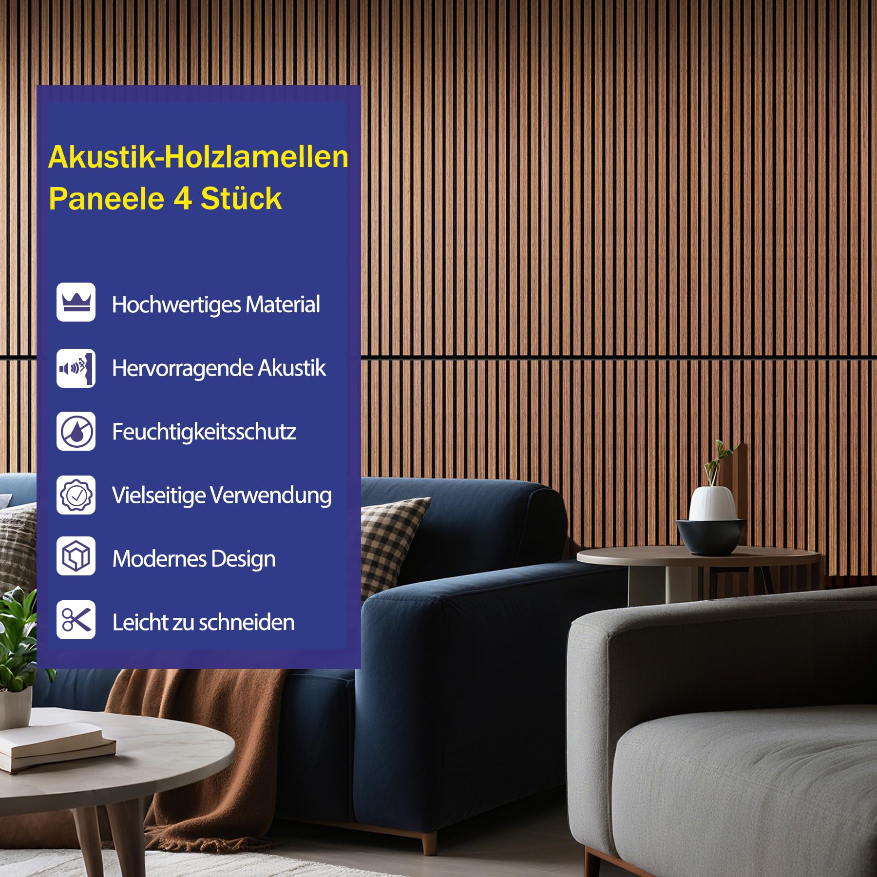 Holzpaneele für die Wand 4 Stück 120 x 60 cm,3D Akustikpaneele Holzlatten Holzoptik Paneele für die Wand,Holz Wandpaneele für die Wanddekoration (Teakholz)