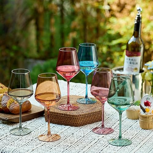 Miniatura 10 de Copas de vino de cristal sin tallo: juego de 4-15oz Lindas copas de vino marrón soplado a mano ámbar sin tallo para cena de otoño invierno