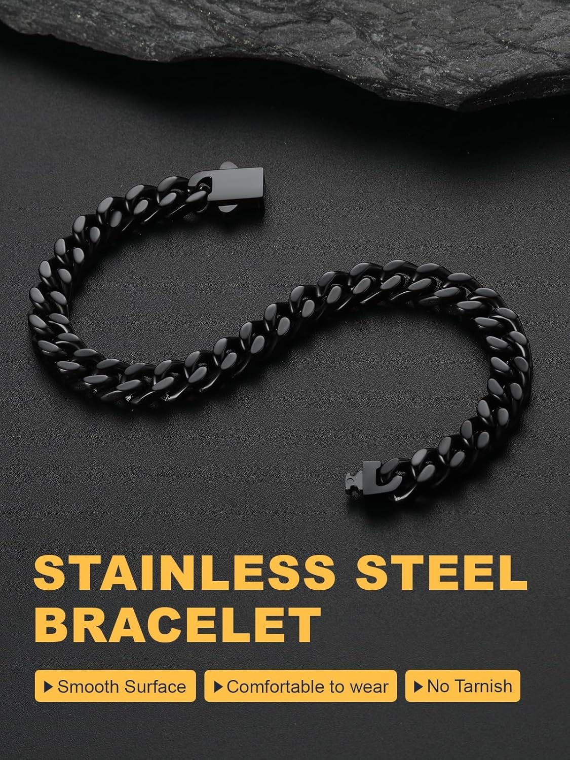 U7 Cuban Link Bracelets for Men Stainless Steel Wrist Bracelet Silver Black Gold Cuban Hand Chain Bracelet for Mens Women, 5/7/9/12mm Width, 7.5/8.3/9 Inch Length Classic Jewelry with Box Packed - Image 7