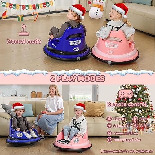 Miniatura 3 de ELEMARA Bumper Car for Kids,1.9mph Max,12V Toddler Ride on Toys with Remote Control,2-Speed,2 Playing Modes,360 Degree Spin,Bumping Toy Gifts Rosa