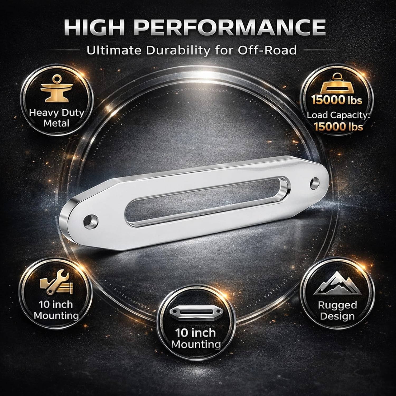 Hawse Fairlead Winch Rope Guide, 10 Inch (254mm), 8000-15000lbs Load Capacity - Heavy Duty Metal Construction, Friction Reducing Design for Off Road Winching