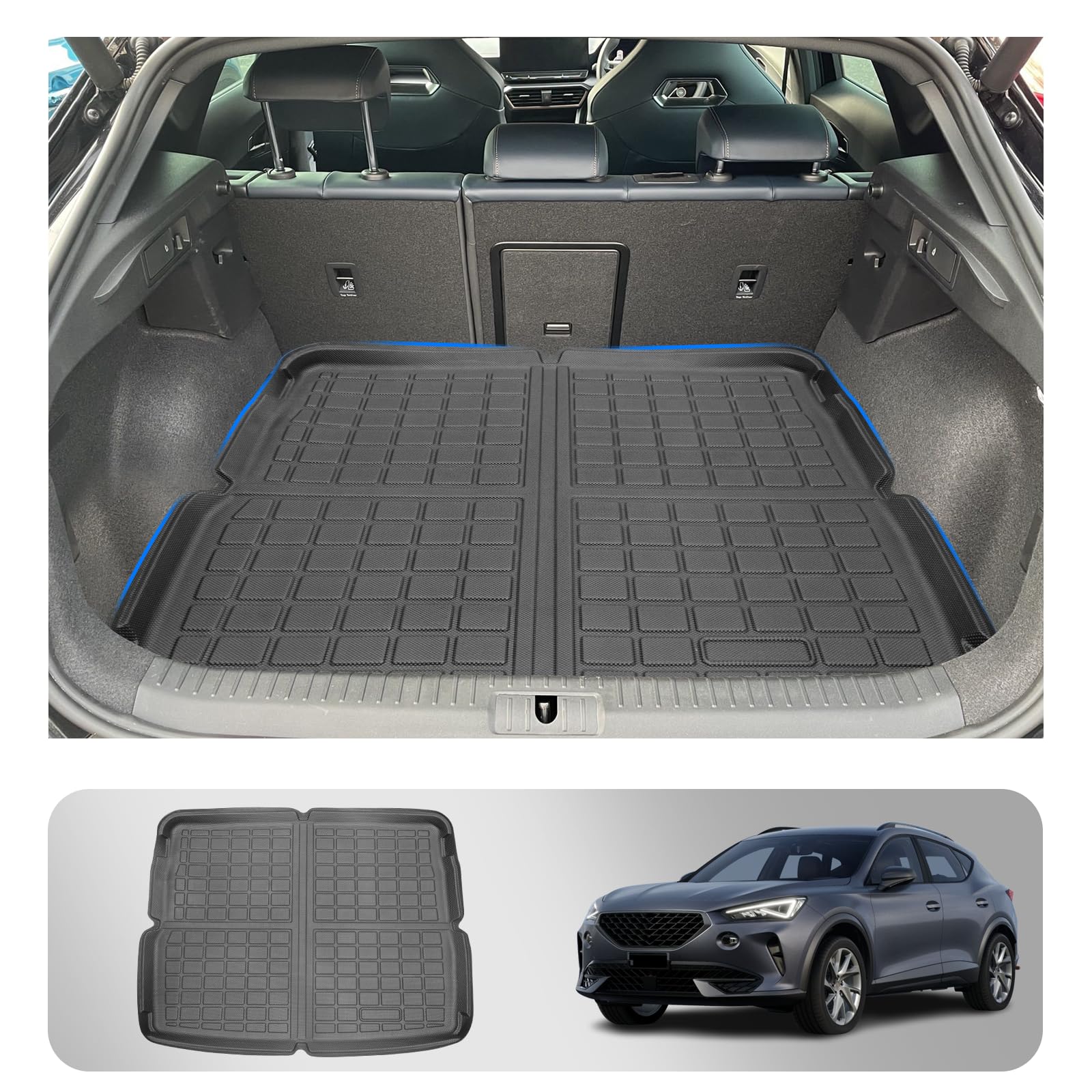 Auto Achterbak Leren Mat voor Cupra Leon Hatchback 2020-2024, Anti-Kras Auto Achterbak Leren Mat voor Cupra Leon Hatchback 2020-2024, Anti-Kras