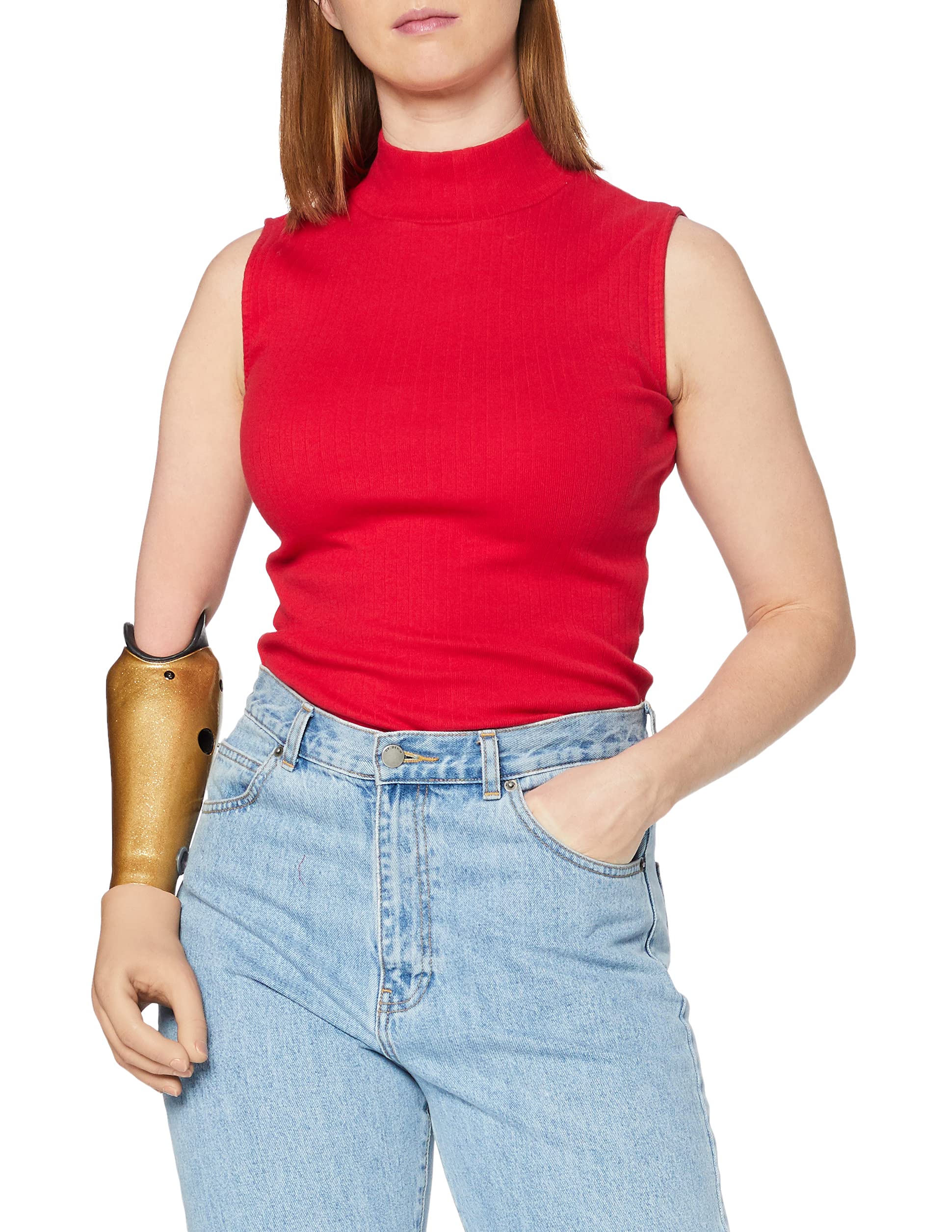 Kings of Indigo Women's Jacobina Sleeveless T-Shirt, Red (Lipstick RED 7900), 12 (Size: M)