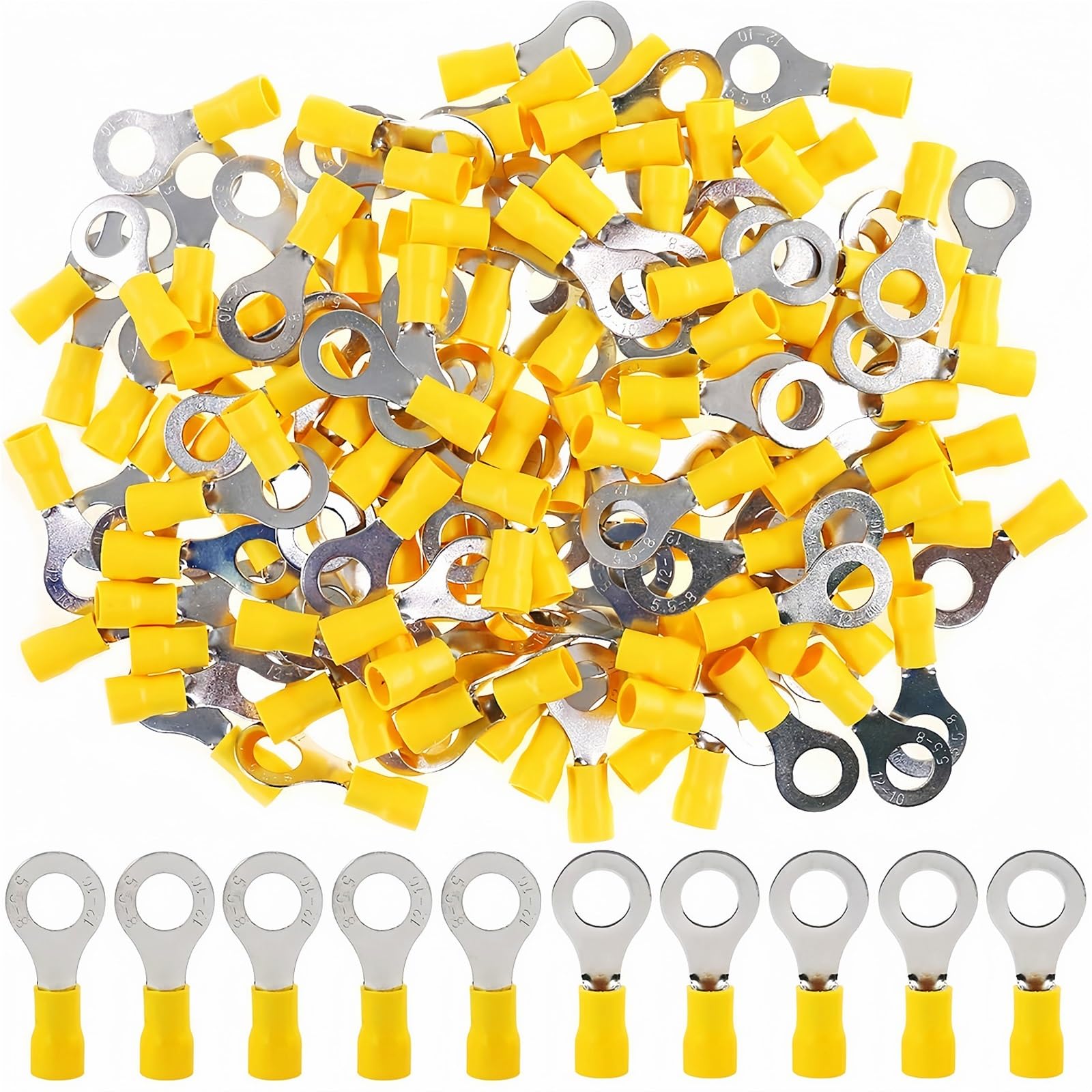 Terminal De Cable 88-108 Uds 22 10AWG 0,5 6mm² PVC Retardante De Llama Anillo Aislado Terminal Cableado Eléctrico Automático(88pcs Bag-Yellow5-8)