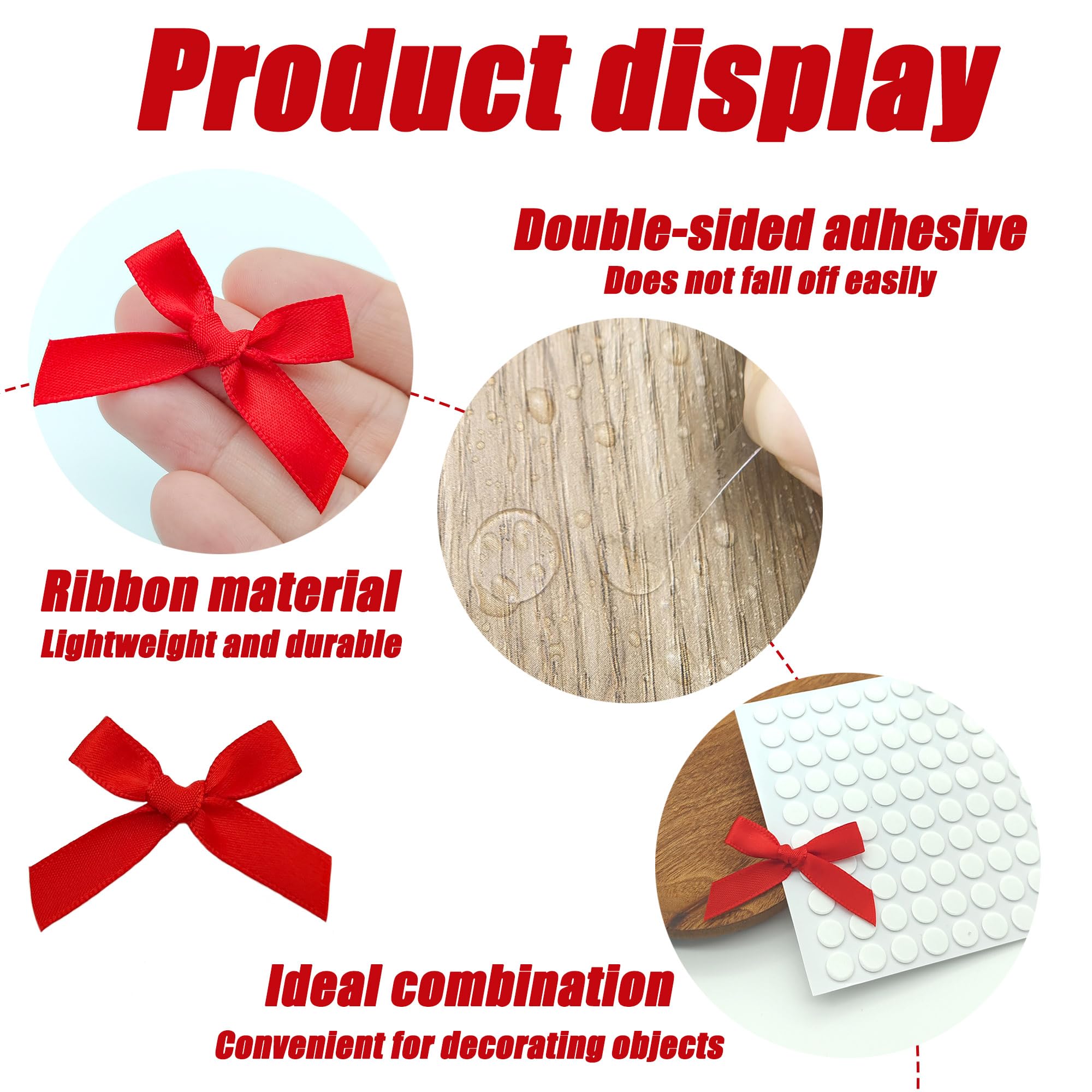 SHTGOI Fiocchi decorativi per fai da te, 100 pezzi, autoadesivi, per fai da te, fiocchi di raso double face, mini fiocchi di Natale per cucito, fai da te, artigianato, matrimonio, decorazione