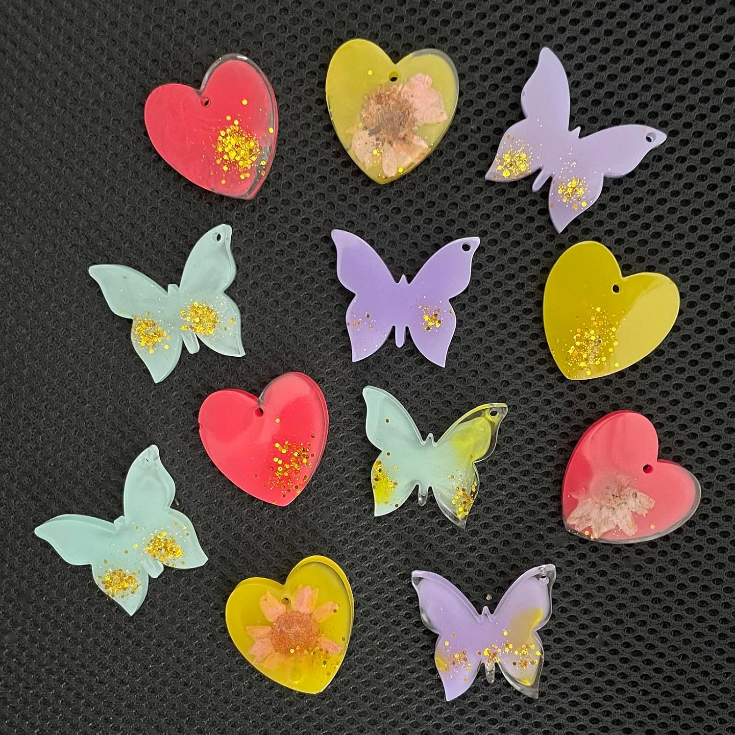 Szecl 2Pcs Butterfly Heart Keychain Mold 6 Cavity 1.38inch Heart Shape Epoxy Resin Mold 1.57 inch Butterfly Molds for Resin Casting Crystal Mirror DIY Craft Jewelry Making Tool Charm Pendant Handmade