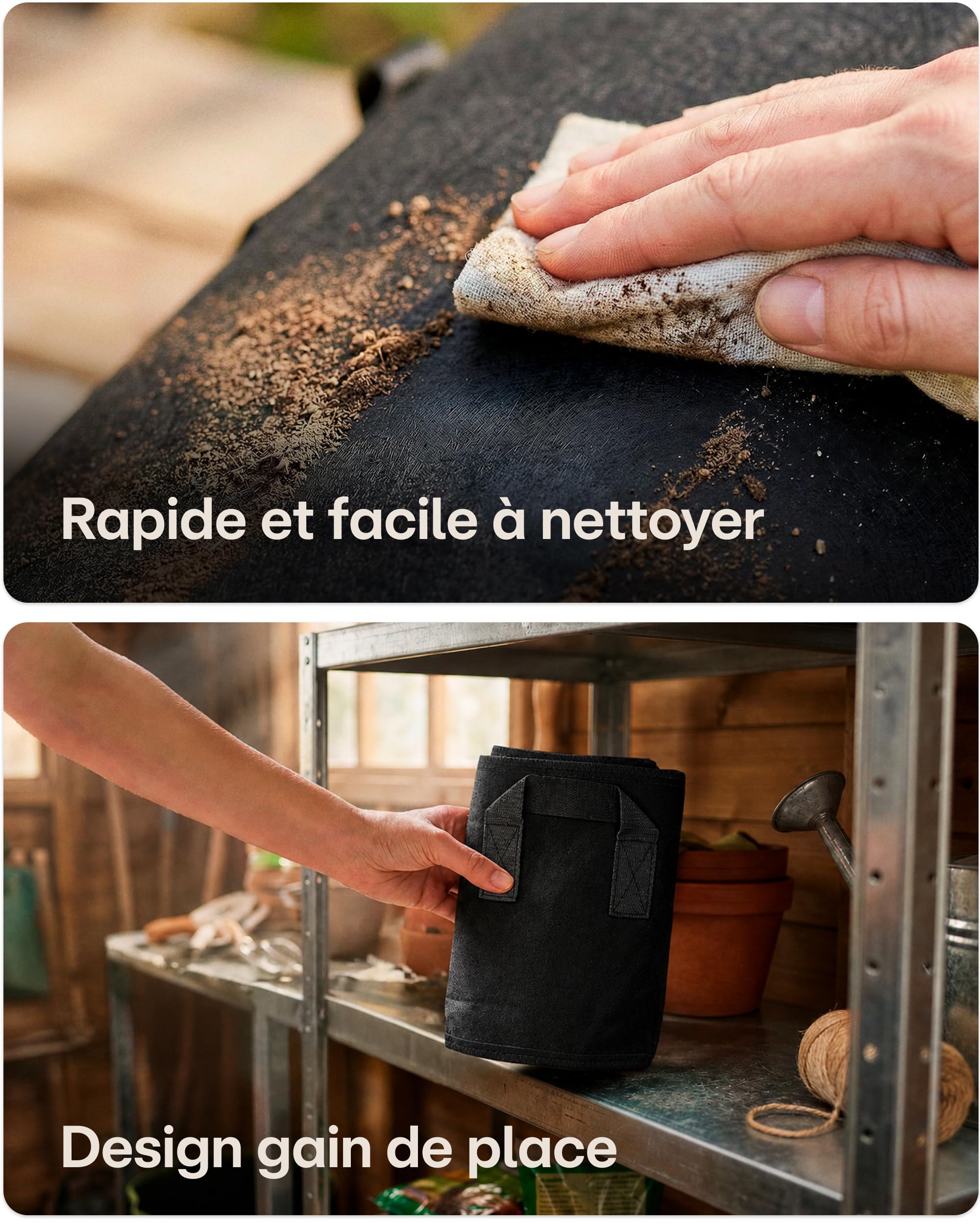 Praknu Sac de Plantation de Pommes de Terre - 3 Sacs à Plantes Grand 40L - avec Fenêtre et Étiquettes - Perméables - Lavables et Pliables