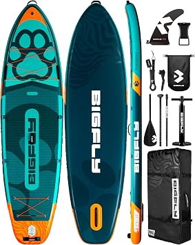 Bigfly 11635" Super Wide Inflatable Stand Up Paddle Board, Ultra Stable Wide SUP for 2+1 People/Family/Big Size, 100L Backpack, All-Round Sup Board, US Big Fin