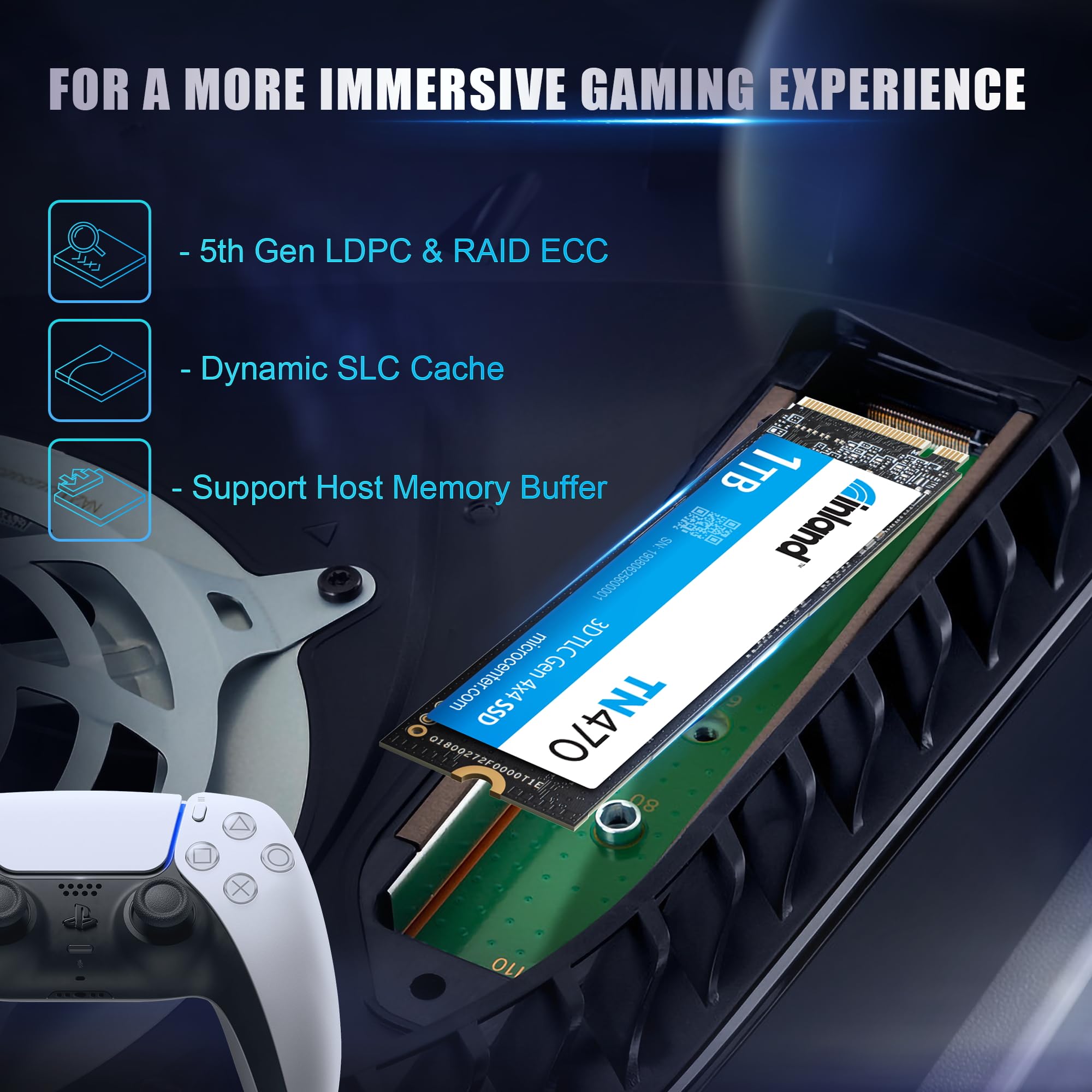 INLANDTN470 SSD 1TB Gen4 NVMe Internal Gaming Solid State Drive, Up to  7,200MB/s, Storage and Memory for Laptop PC Desktop