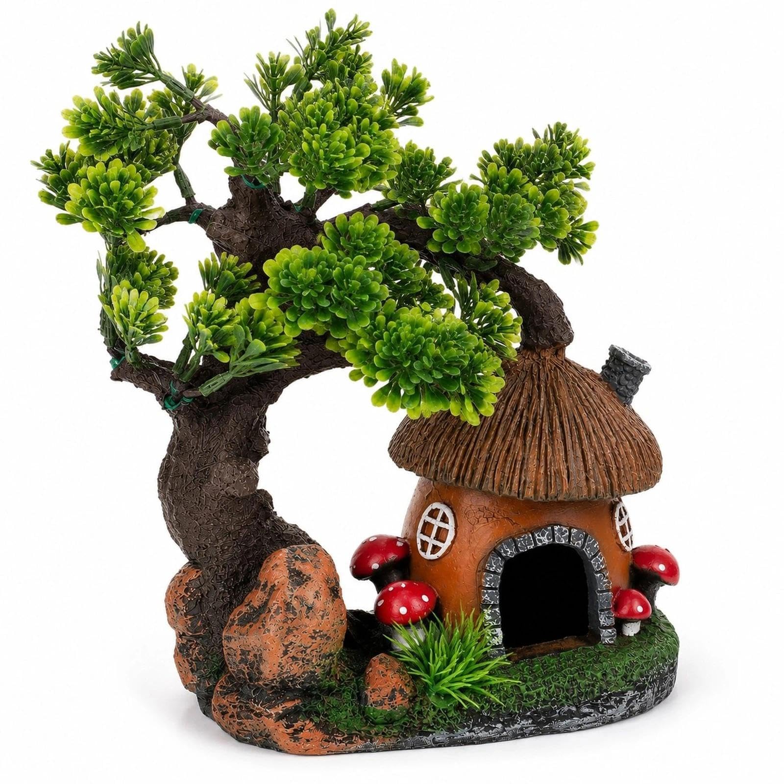 LOGOFUN Decorazioni per acquari in miniatura funghi nascondiglio casa resina acquario decorazione per giardino roccioso paesaggio nascondiglio casa rifugio