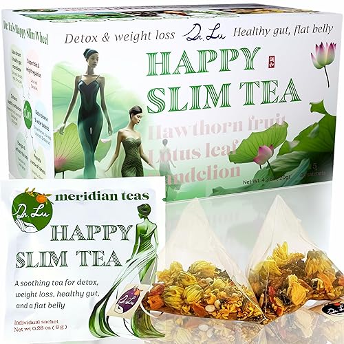 Dr. Lu 's Happy Slim Tea Té de pérdida de peso para limpieza desintoxicante Escoba de colon natural y salud intestinal Té de barriga plana para