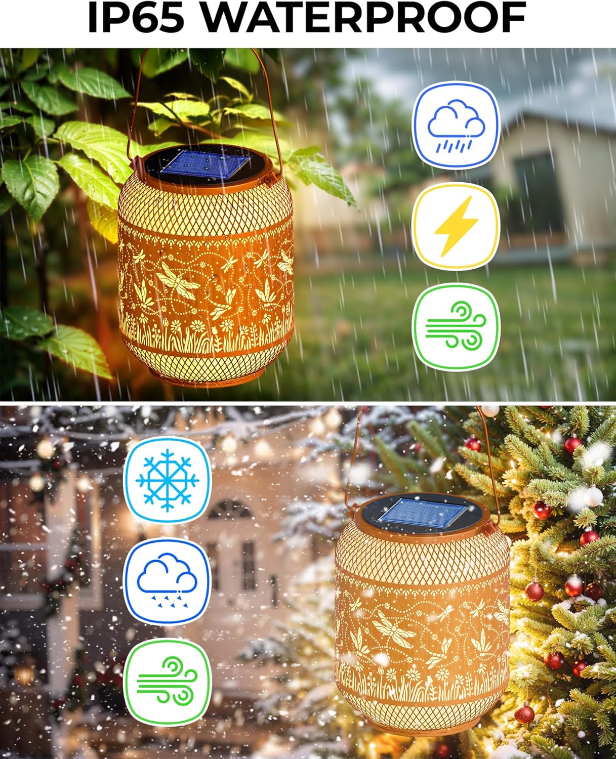 Dragonfly Solar Lanterns Outdoor Waterproof Decorative Garden Solar Lights for Outside,Hanging Metal Ornaments Decor for Outside Lawn,Patio,Balcony,Yard Dragonfly Gifts for Women