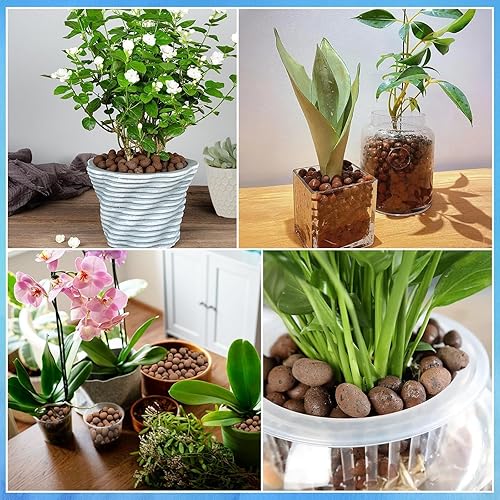 Vista 7 de ZeeDix Guijarros de arcilla de leca de 14 libras para plantas, bolas de leca expandidas de 0.16 a 0.63 pulgadas para hidroponía, medios naturales