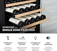Vista 3 de EdgeStar CWF440SZ - Enfriador de vino de 20 pulgadas de ancho, capacidad de 44 botellas, con puerta reversible e iluminación LED